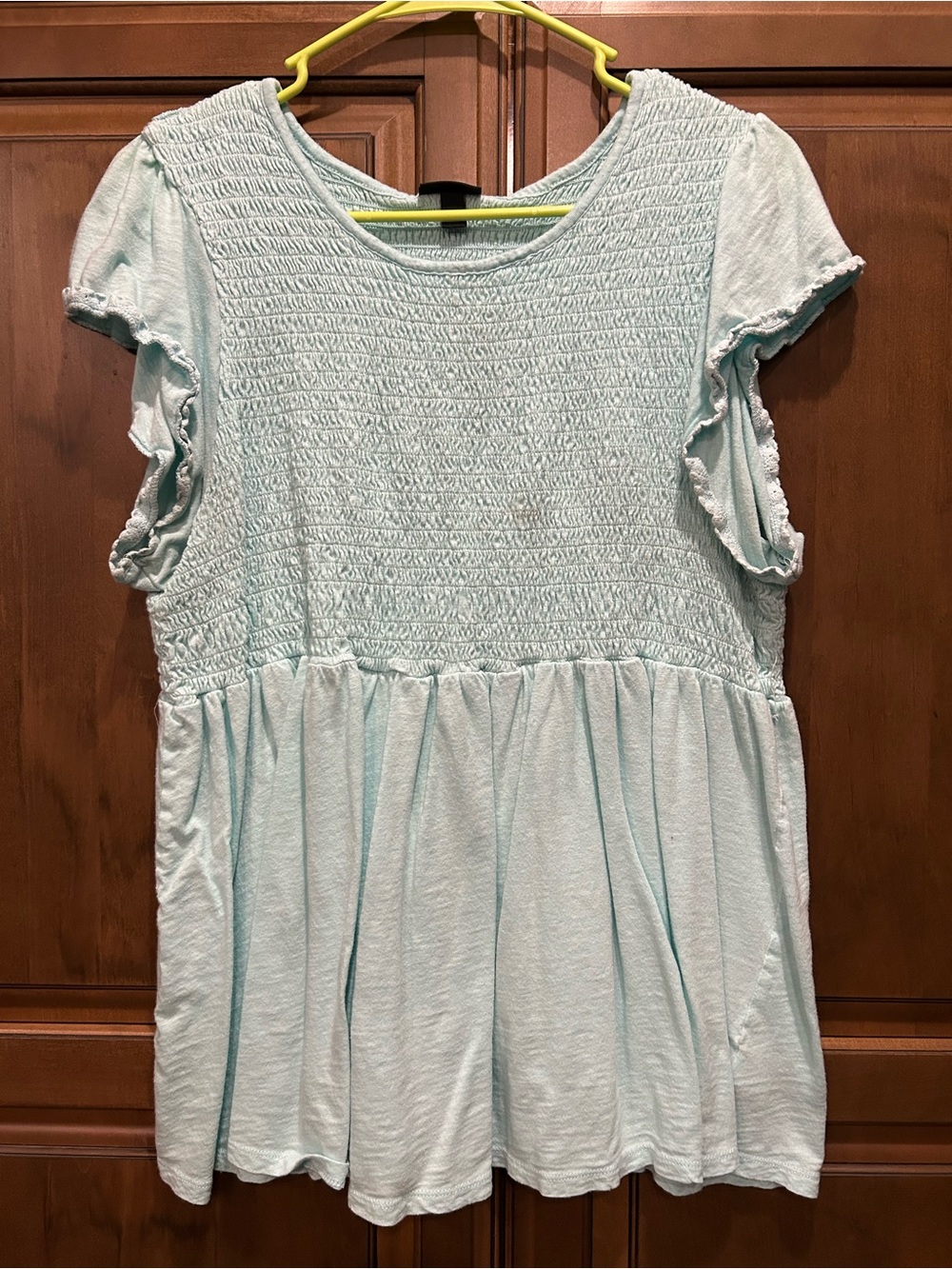 torrid Light Blue Smocked Peplum Short Sleeve Top